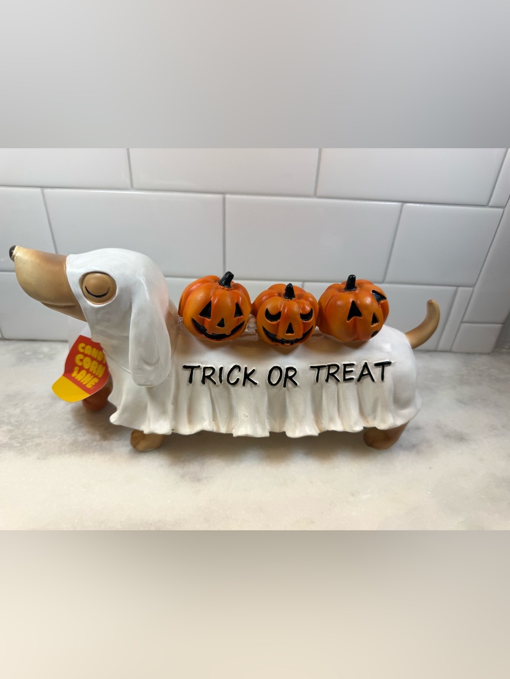 Ghost Dog Halloween Decor – Trick or Treat Dachshund with Jack-O’-Lanterns NWT